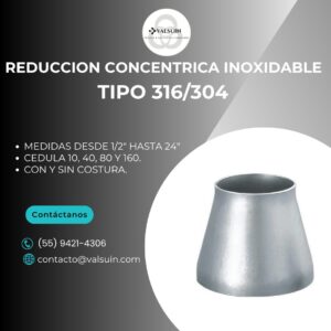 Reducción Concéntrica Soldable de Acero Inoxidable